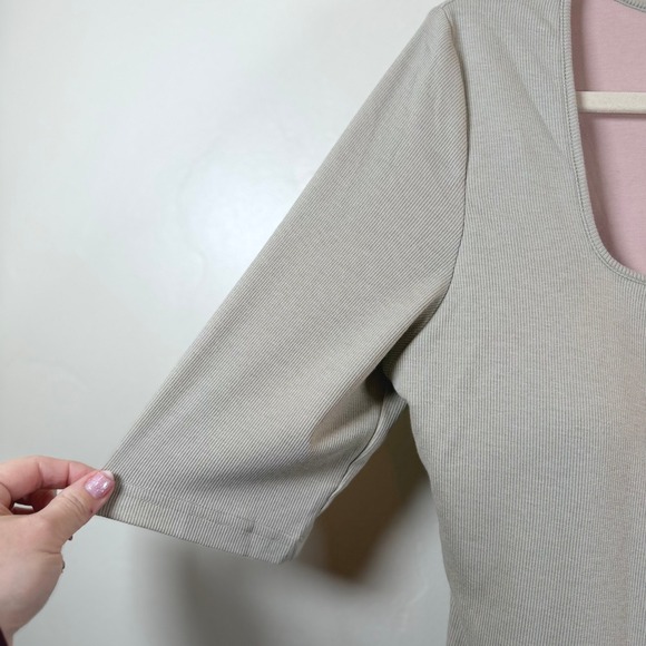 OGL Essential Stretch Cotton Square Neck Brami Top XL Dark Alabaster Neutral NWT - Picture 8 of 10